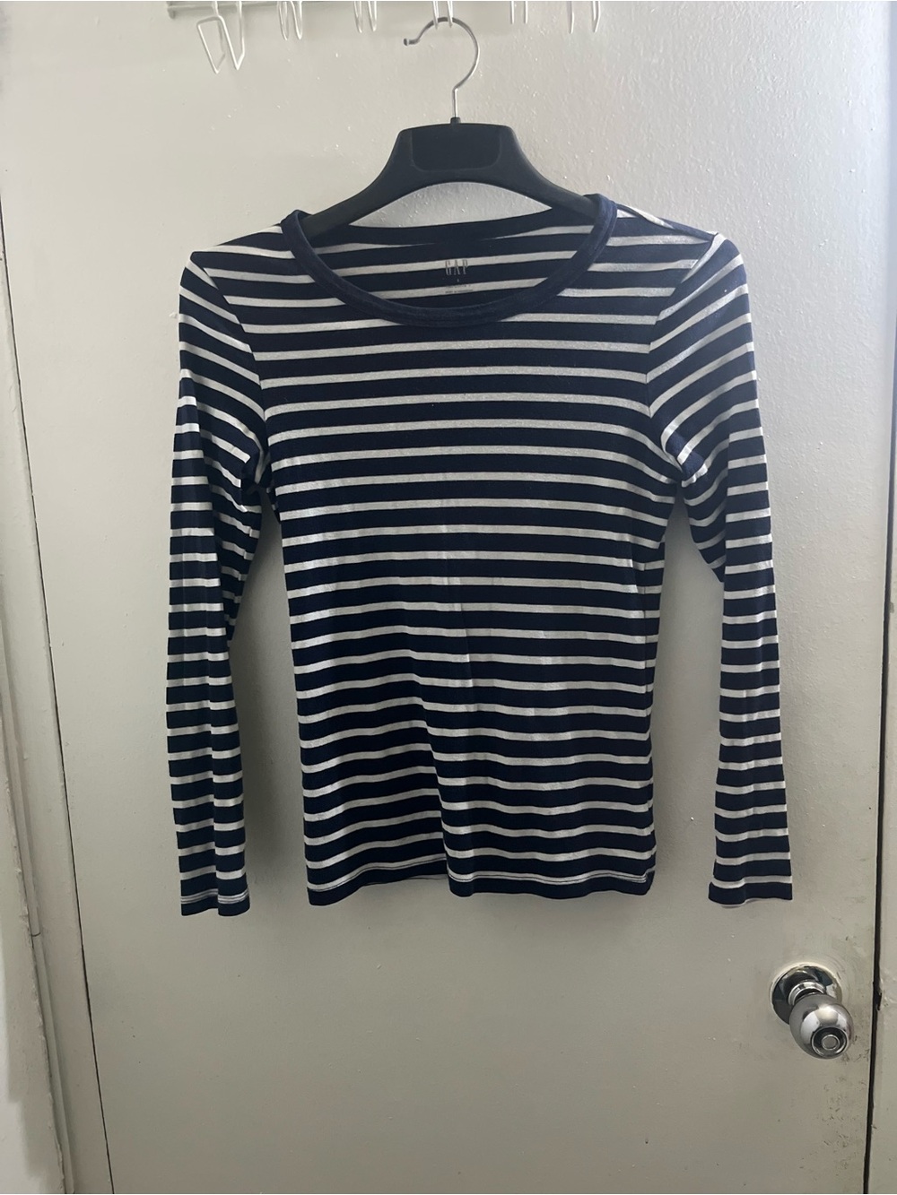 GAP Navy and White Striped Crew Tee